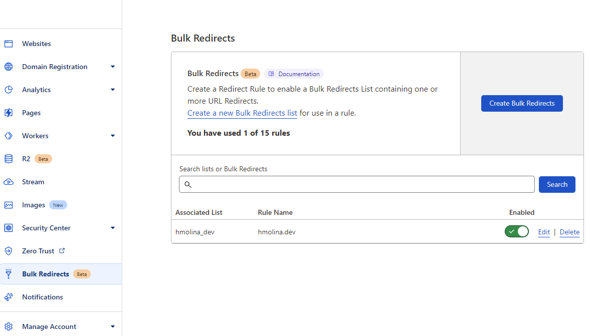 Bulk Redirects